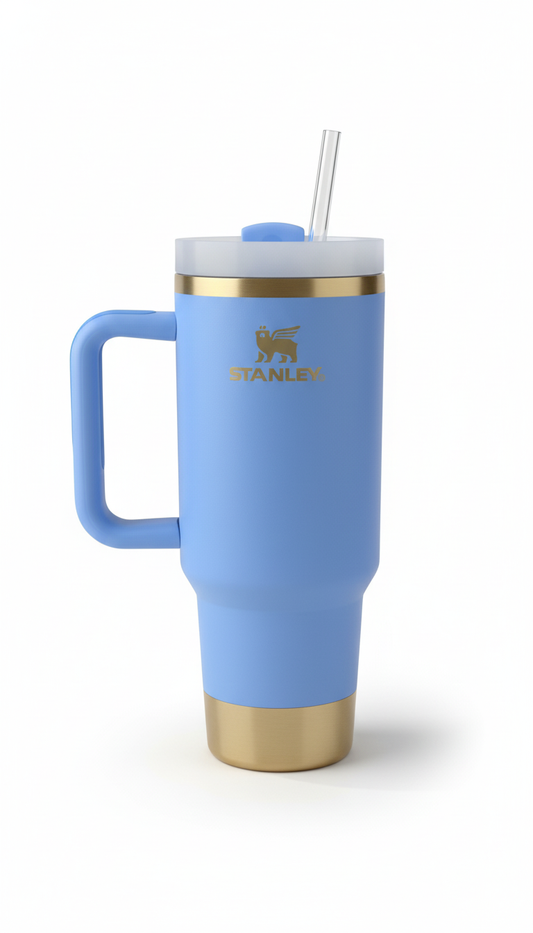 Stanley-Style Premium Blue Tumbler Mug | 40oz Leak-Proof Stainless Steel Travel Cup