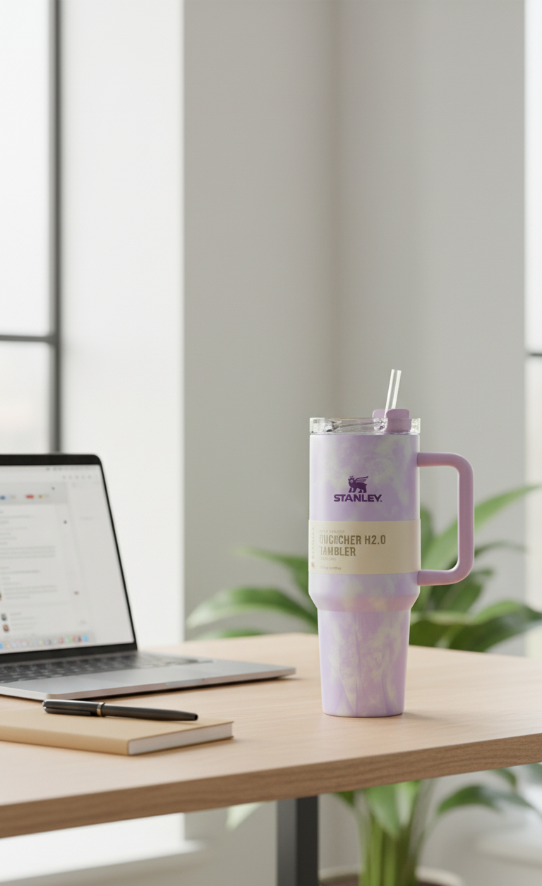 Stanley Style Stainless Steel Insulated Tumbler with Straw — 40oz, Double Wall Vacuum, Hot & Cold Travel Mug