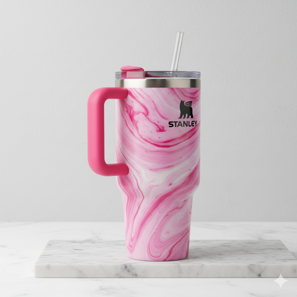 Blush Pink Printed Quencher | 40oz Insulated Stanley-Style Tumbler