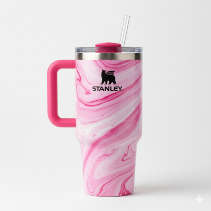 Stanley Style Stainless Steel Insulated Tumbler with Straw — 40oz, Double Wall Vacuum, Hot & Cold Travel Mug