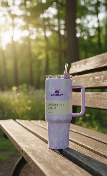 Stanley Style Stainless Steel Insulated Tumbler with Straw — 40oz, Double Wall Vacuum, Hot & Cold Travel Mug