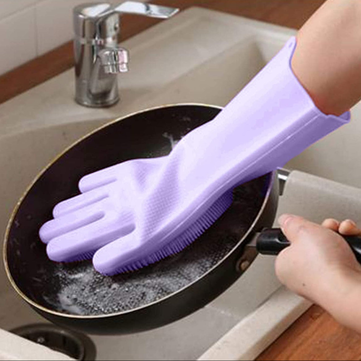 1 Pair Kitchen Silicone Cleaning Gloves