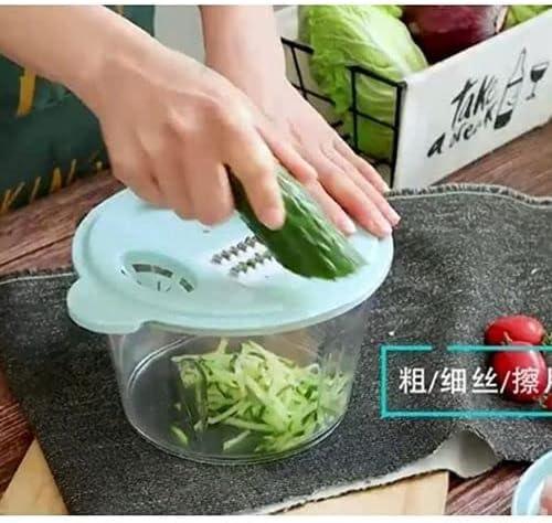 Multifunctional Manual Hand Push Chopper For Vegetables & Meat 2L, Get 3 Cutting Blades Free